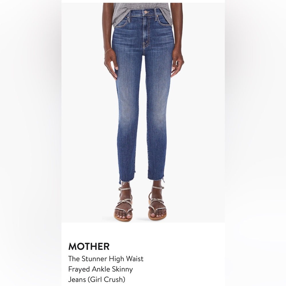 MOTHER The Stunner high waist frayed Frayed Ankle Jeans in Girl Crush